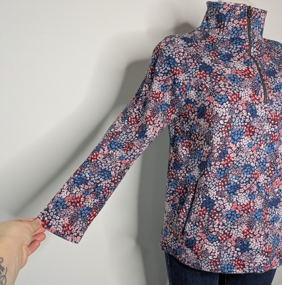 Joules Fairdale pink blue ditsy floral 1/3 zip pullover sweatshirt 6 - Picture 5 of 10